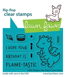 Lawn Fawn Clear Stamp Set - Little Dragon Flip-Flop