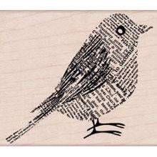 Wood Stamp - Newsprint Bird