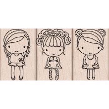 Wood Stamp Set - 3 Girls
